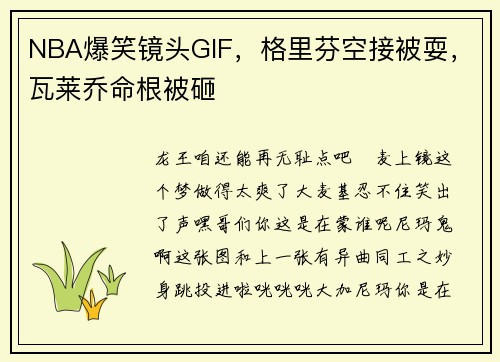 NBA爆笑镜头GIF，格里芬空接被耍，瓦莱乔命根被砸