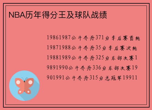 NBA历年得分王及球队战绩